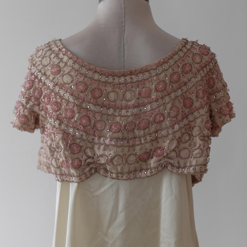 As is Vintage handmade beaded sequins rhinestone pink cropped jacket - Picture 3 of 4
